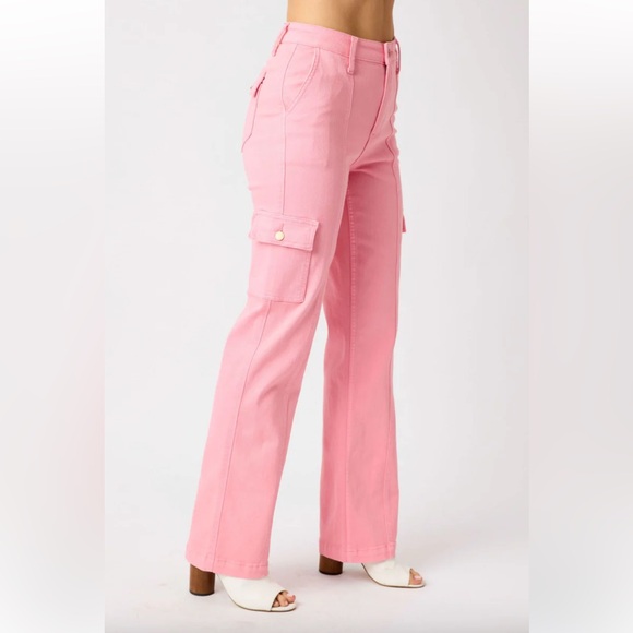 Judy Blue Pink Straight Leg Women's Cargo Jeans Size 5/27 - Picture 3 of 9